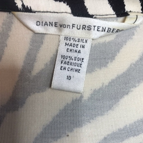 Make offer! Diane Von Furstenberg 100% silk Zebra Print Midi Dress black  Size10 - Picture 5 of 5